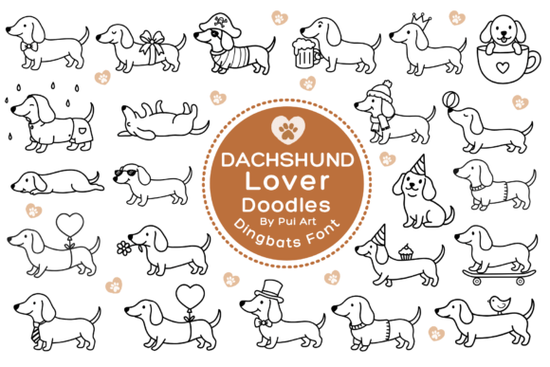 Dachshund Lover Doodles Font